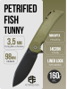 Нож Petrified Fish Tunny, Black Stonewashed, 14C28N, Micarta Green Handle, PFB05GRMDW Нож Petrified Fish Tunny, Black Stonewashed, 14C28N, Micarta Green Handle, PFB05GRMDW